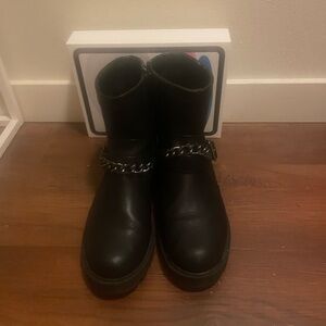 Black faux leather booties size 8